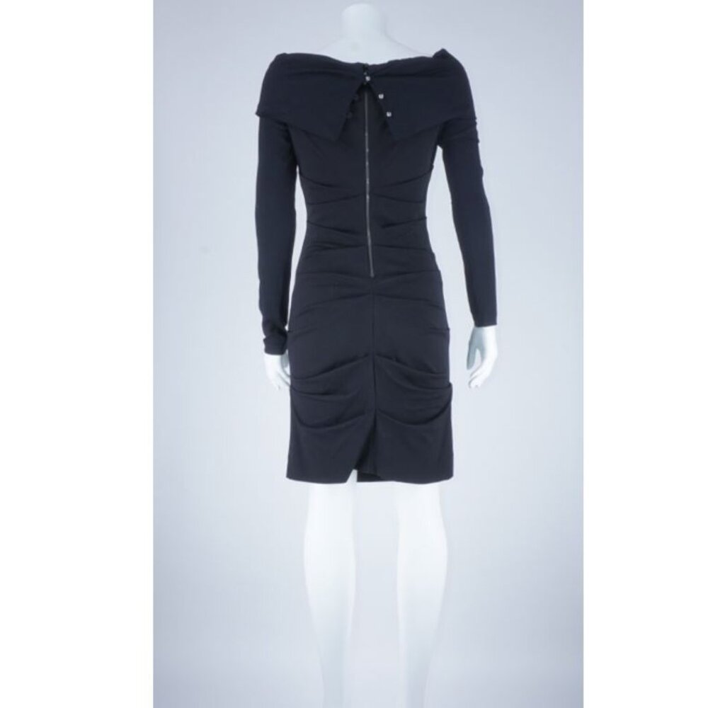 NWT Nicole Miller Artelier Ruched Dress w/ Back Zipper- Black - Picture 3 of 6